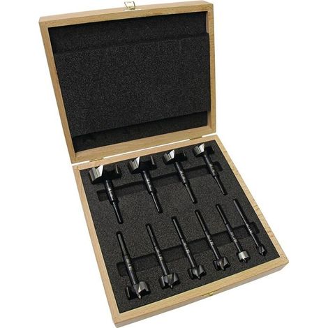 Jeu de forets Forstner BLACK SHARK PRO 10 pièces, diamètres 15, 20, 25, 26, 30, 35, 40, 45, 50, 55 mm (1/4)