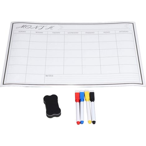 Tableau blanc adhésif magnétique 42.5x30cm, réutilisable, facile à nettoyer, avec quadrillage hebdomadaire. (1/5)