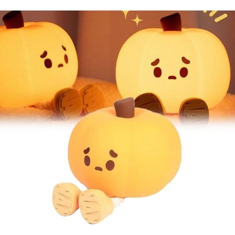 1 x Veilleuse Citrouille, Lampe Nuit Tactile Dimmable, USB Rechargeable, 3 Niveaux Luminosité, Décoration Chambre Enfant
