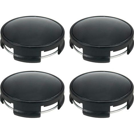 MKK Lot de 4 cache-moyeux de roue en plastique à clipser, diamètre extérieur 62 mm et diamètre intérieur 60 mm, pour voitures, noir (1/5)