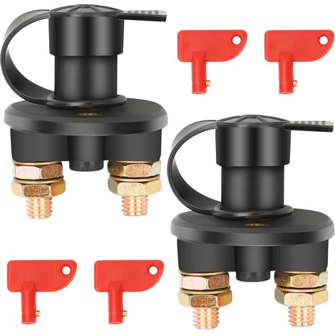 2 Pièces Coupe Circuit Batterie 12v / 24V Interrupteur coupe Batterie ON/OFF Coupe-batterie de voiture pour Yacht Bateau Camion Bus Camping-Cars Voiture Moto