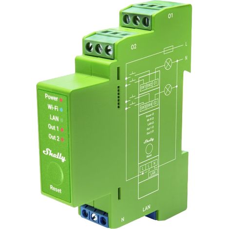 SHELLY 2-Kanal-DIN-Schienen-Smart-Dimmer, Pro Dimmer 2PM, Messfunktion (1/3)