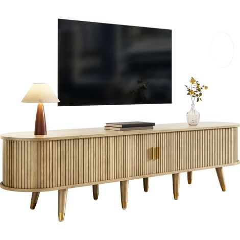 CHICFURN Mobile TV 175x38x45 cm in MDF rovere chiaro con ante scorrevoli, contenitore (1/5)