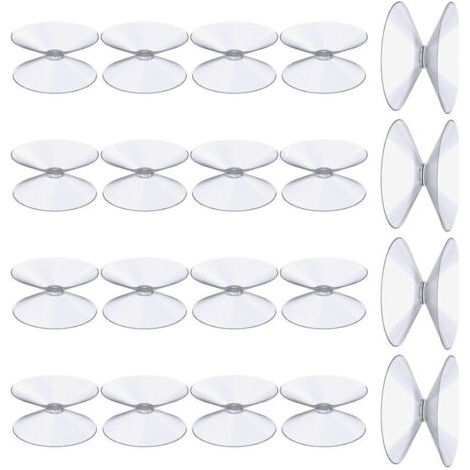 Ventouses Double Face, 20 Pièces 3 cm Ventouses Transparentes, Extra Fortes PVC Plastique Suspension Rideau Isolant Ventouse pour Miroir De Table En Verre, Miroir de fenêtre de salle (1/4)
