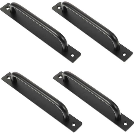 Set mit 4 mattschwarzen Scheunentürgriffen, einfache Oberflächenmontage und robuste Aluminiumkonstruktion (1/5)