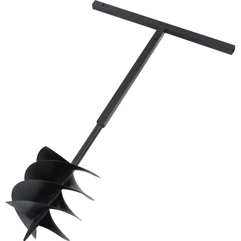 vidaXL Taladro de tierra con mango acero negro 250 mm (1/2)