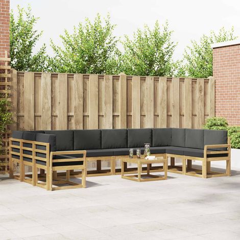 vidaXL Outdoor-Sofagarnitur mit Kissen 11 pcs Weiß und Anthrazit (1/5)