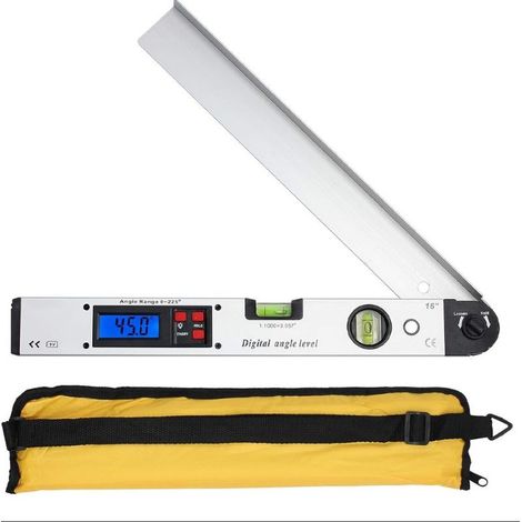 Ecleanfy - Rapporteur d'angle numérique 400 mm – Plage de mesure 0-225° – Écran LCD rétroéclairé – Niveaux à bulle pour toiture et ingénierie (1/5)