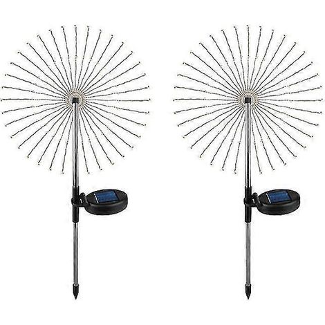 Guirlande lumineuse solaire de jardin, effet feu d'artifice, lot de 4, 120 LED, 8 modes d'éclairage, fil de cuivre, guirlande décorative scintillante, piquets de fixation, étanche. (1/5)