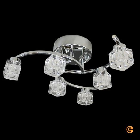 [GEBRAUCHT] B-Ware LED Deckenleuchte Lampe Yaro Kristallleuchte Wohnzimmer Chrom dimmbar 6-flammig (1/2)