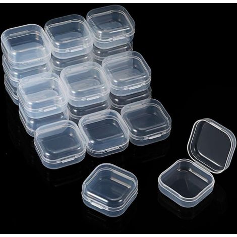 36 rechteckige, durchsichtige Kunststoffbehälter, transparente Perlenbox, Schmuckaufbewahrungsbox mit Klappdeckel für kleine Schmuckstücke (1,3 x 1,3 x 0,7 Zoll) (1/4)