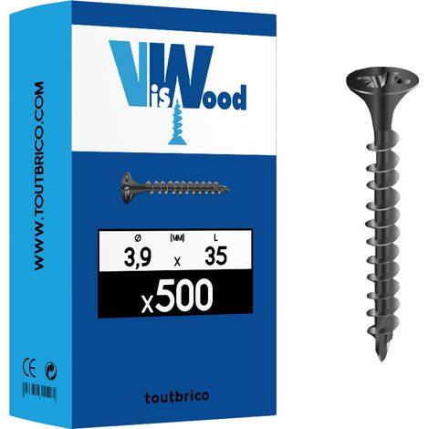 500 vis placo 3,9x35mm trompette phosphaté Viswood
