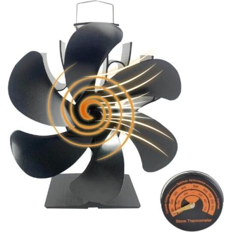 Ventilateur de poele with Thermomètre,Non Elektrischen 6 blattriger Warmebetriebener Ventilateur Cheminee, pour Cheminée Bois,Bruleur Pellet,Accessoire Poele Bois (1/4)