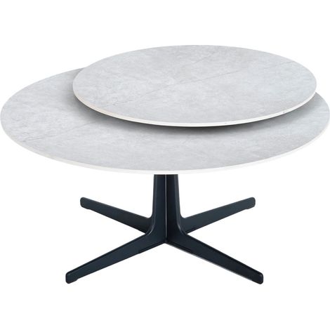 Table basse ronde double plateau en céramique gris - NAYOR