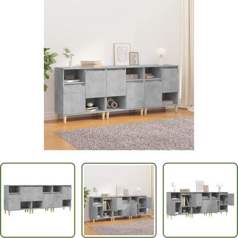 Holzbeine -  Sideboards 3 Stk. Betongrau 60x35x70 cm Holzwerkstoff (1/5)