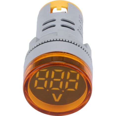Voltmètre à LED avec voyant lumineux, affichage numérique, testeur de tension CC, ampoule ronde (jaune) (1/5)