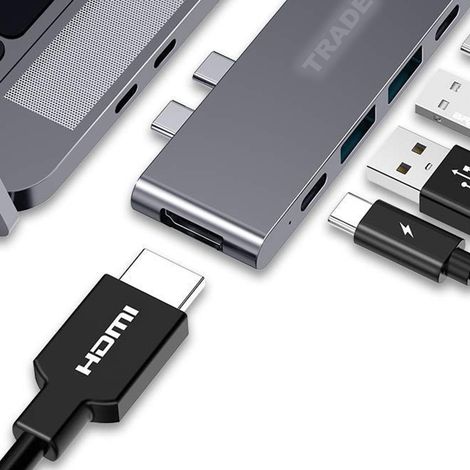 Trade Shop - KONNEKTOR ADAPTER HUB MULTIFUNTER FÜR TYPE C HDMI USB Q-A121 - (1/5)
