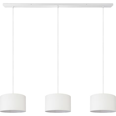 Paco Home Pendellampe Wohnzimmer Deckenleuchte Stoff Lampenschirm Modern Einfarbig Rund Weiß (Ø28cm), Pendelleuchte-Weiß - Typ 2