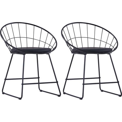 Juego de 2 sillas de cocina comedor de diseño moderno acero negro CDS020792
