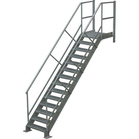 Escalier industriel acier 15 marches - Hauteur à franchir 3,00 m - ETAGS1015