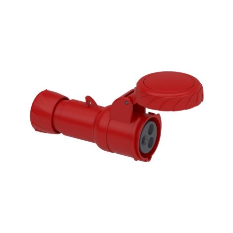 Prise mobile 16A 2P+T clapet rouge 380-415V CA industrielle étanche IP67 PratiKa