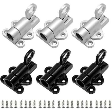 Pair Verrou automatique de porte, 6 pièces de verrou de porte en aluminium, verrou de fenêtre, petit verrou épais avec vis, boulon de verrouillage à ressort pour anneau de sécurité de porte de fenêtre (1/4)