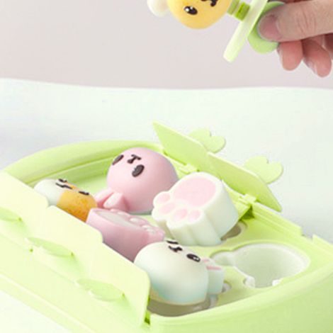 Mini-Eisform zum Selbermachen für Kinder, lebensmittelechtes Silikon, für Eiscreme, Eiswürfel und Eis am Stiel, XC-512-3, sechs Fächer, Grün (1/5)
