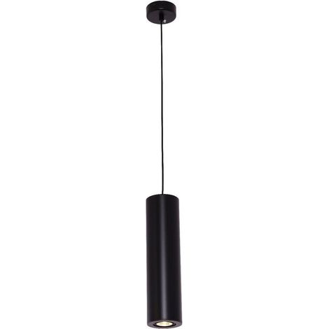 Suspension Luminaire Cylindre en Métal Noir Hauteur Réglable 150 cm avec Ampoule GU10 - PANGIVO