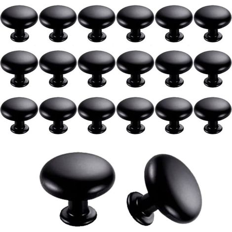 20 poignées de porte/tiroir de 30 mm, style vintage, pour placards de cuisine (noir)