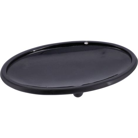 Jabonera oval de cristal con motivo de puntos - negra - Tendance