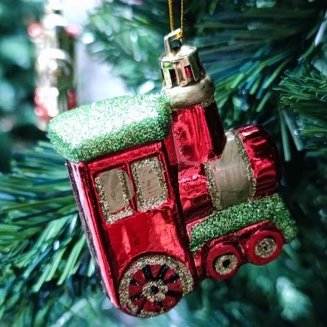Decorazioni per albero di natale Treno addobbi natalizi palline rosso oro argent - decoro: 12 appendini trenino misti (1/4)