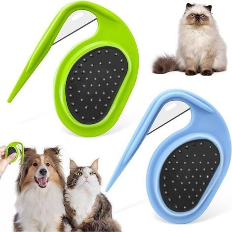 Coupe Noeud Chat Poil Long, 2 Pièces Coupe Noeud Chat,Peigne Chat, Brosse pour Chien à Poils Longs, Peigne D'épilation pour Chiens (1/4)
