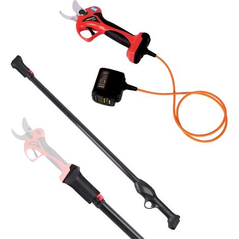 Podadora eléctrica, motor sin escobillas, sistema de doble batería, podadora con pértiga, dos baterías. (1/2)