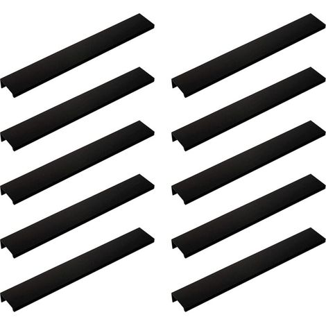 Juego de 10 tiradores negros. Tirador negro para muebles – tirador invisible. Tirador negro para muebles de cocina. Tirador negro mate para muebles fabricado en aleación de aluminio. Separación de 160