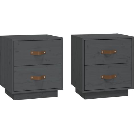 Set di 2 comodini con due cassetti 40 x 34 x 45 cm in legno di pino grigio DEC036218