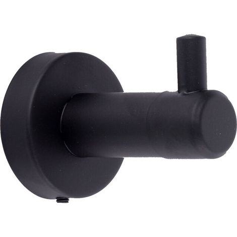 Patère salle de bain noire.Lot de 2 crochets salle de bain pour serviettes, peignoirs, chapeaux, exclusif haut de gamme.Accessoire salle de bain acier inox noir brossé mat.Résistant. (1/4)