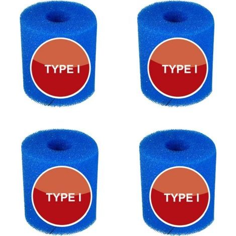 4 cartouches filtrantes réutilisables en mousse bleue pour piscine, 8,8 x 7,8 cm, type I, pour l'entretien des systèmes de filtration à sable (I) (1/5)