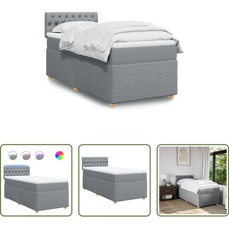 vidaXL Surmatelas - Sommier à lattes de lit avec matelas gris clair 80x200 cm tissu (1/5)