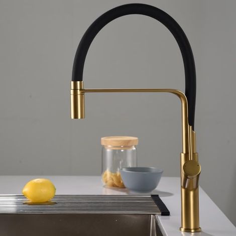 Imex -  Grifo Monomando de Cocina Extraible Oro Serie  Sena