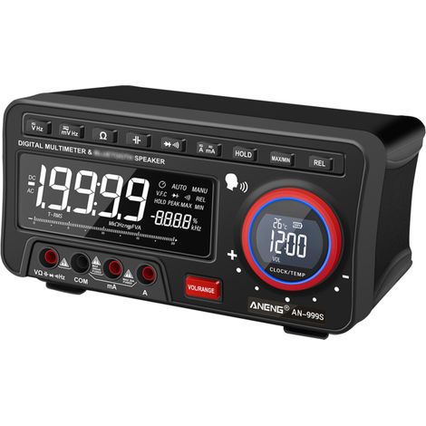 Multimetro digitale 2 in 1 con altoparlante Bluetooth, 19999 conteggi TRMS, misura corrente alternata/continua, temperatura e frequenza (nero) (1/5)