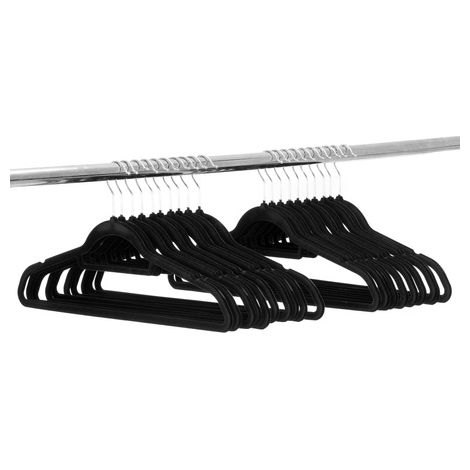 Appendiabiti per abiti, set premium in velluto nero da 20 pezzi. (1/5)
