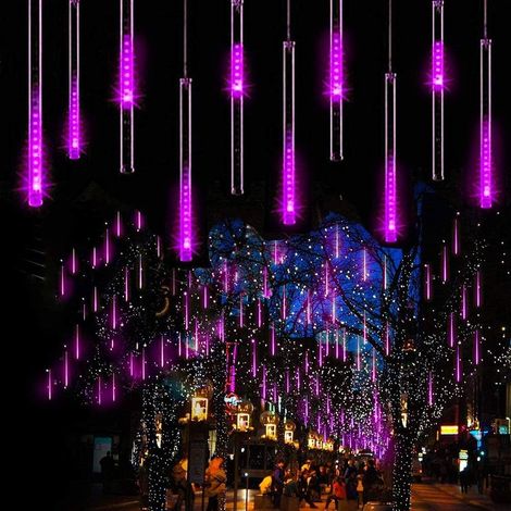 Guirlande Lumineuse Extérieure - Effet Pluie de Météores - Étanche PVC - Pour Arbre de Noël Jardin Maison - 10 m - Violet (1/5)