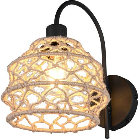 Applique, canapa e metallo, naturale e nero, H 32 cm, Hive (1/5)