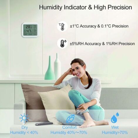 Thermomètre Hygromètre Intérieur avec Haute Précision, Numérique LCD Moniteur Température et Humidité, Indicateur du Niveau de Confort Idéal pour Chambres de Bébé, Maison, Cave, Frigo, Garage