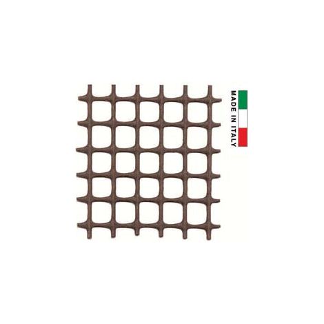 Rete in plastica quadra - maglia 10x10 - h 100 cm - rotolo da 50 mt - Colore: Marrone