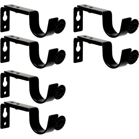 6 Pièces Support Tringle Rideaux, Support Mural Réglable, Support pour Tringle à Rideau en Métal, Support de Rideau avec 12 Pièces Vis de Fixation, pour Les Bureaux Les Armoires De Chambre (1/5)