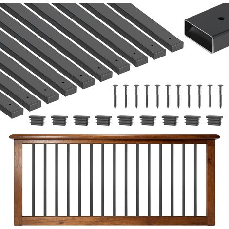 VEVOR Geländerstäbe 61er-Pack 82 cm, Hohle Treppensprossen aus Verzinktem Stahl, Rechteckige Treppenstäbe mit Vorgebohrten Löchern, Endkappen & Schrauben, für Terrassen, Veranden & Treppen (1/5)