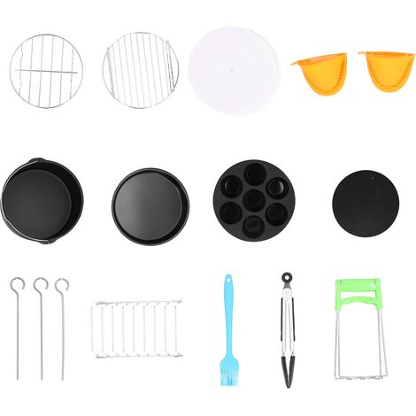 Ensemble grille, plateau à pizza, moule à gâteau et panier, compatible avec les friteuses électriques de cuisine de 2,7 à 3,2 pintes.