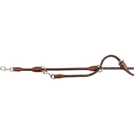 Active laisse réglable, cousue, ronde, en cuir L-XL: 2,00 M/ø 13 mm, brun foncé (1/2)
