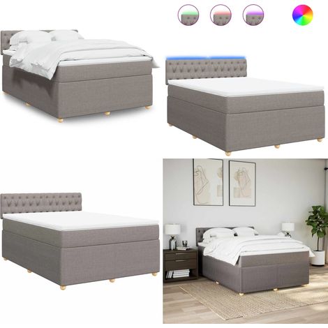 Sommier à lattes de lit avec matelas Taupe 140x190 cm Tissu - Sommier - Matelas à ressorts ensachés (1/5)